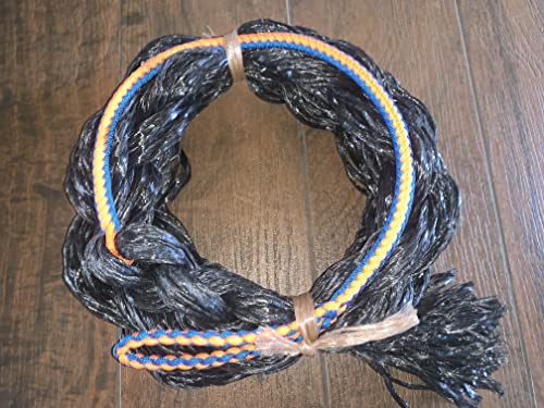 EPT Bull Ropes Adult Saddle Bronc Rein Extra Soft Blue & Orange Cord on Black Poly 6'