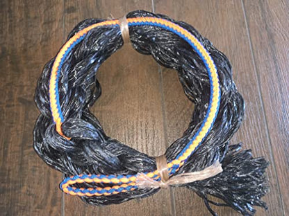 EPT Bull Ropes Adult Saddle Bronc Rein Extra Soft Blue & Orange Cord on Black Poly 6'