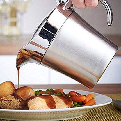 Double Insulated Gravy Boat - Stainless Steel Sauce Jug with Hinged Lid Hinged Lid Ideal for Gravy or Cream at Thanksgiving (450ML/16 OZ) - color: 450ML/16 OZ