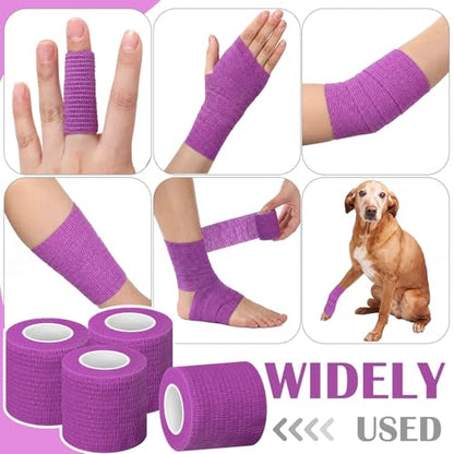 Treela 48 Pack Self Adhesive Wrap Bandage, Light Purple, 2 Inches x 5 Yards - color: Light Purple, size: 2 Inch X 5 Yards