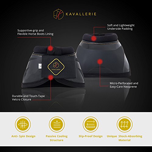 Kavallerie PRO-K Soft No Turn Bell Boots Ultimate Hoof Protection, with Anti-Spin Fastening System, Durable & Prevents Overreaching - color: Black, style: Bell Boots (Pro-K)