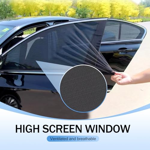 4 PCS Car Side Window Sunshade Net Combination Kit, Front Rear Window Glass Double-Layer Design Breathable High-Density Elastic Mesh, Modification Accessory, Suitable for Most SUVs (Black)