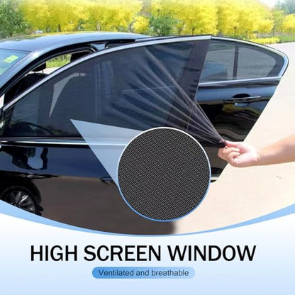 4 PCS Car Side Window Sunshade Net Combination Kit, Front Rear Window Glass Double-Layer Design Breathable High-Density Elastic Mesh, Modification Accessory, Suitable for Most SUVs (Black)