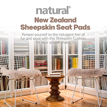Natural Sheepskin Chair Pad, Non-Slip, Taupe, 4 Pack - color: Taupe, size: 4 Count (Pack of 1)