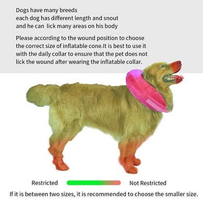 MCHY Inflatable Dog Cone,Adjustable Recovery Collar for Dogs After Surgery,Prevent from Biting & Scratching,Not Block Vision (Pink, S-Neck 7''- 12'') - color: Pink, size: S-Neck 7"- 12"