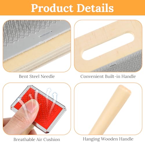 4 Pcs Wool Blending Board Carding Brush Set, Wool Hand Carders, Wooden Carding Brush, Felted Carder for DIY Projects, Felt Needle Project Craft