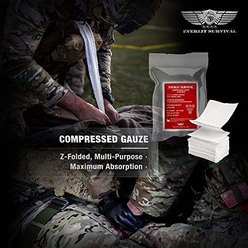 EVERLIT Advanced Trauma Kit, CAT GEN-7 Tourniquet, TCCC Compliant, Mil-Spec Nylon Laser Cut Pouch with 36" Splint, Military Combat Tactical IFAK for Emergency Bleeding Control - color: Woodland