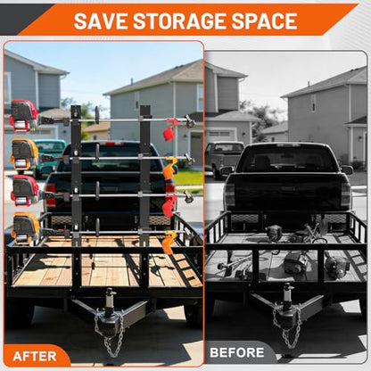 Weed Eater Rack for Trailer, 4 Place Heavy Duty Rust-Proof Weedeater Racks, Trimmer Rack for Open Trailer Truck with Combination Locks - color: 4 Place