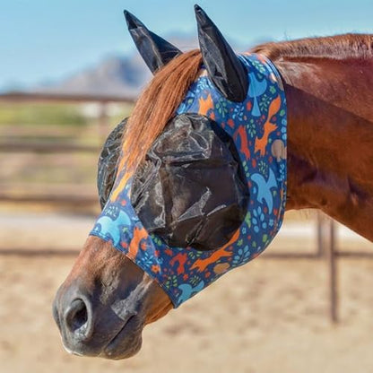 UltraFlex Schneiders Comfort Plus Bug Eye Woodland Pull-On Fly Horse Mask | Limited Edition Woodland Print | 95% UV Protection | Stretch Lycra with Forelock Saver