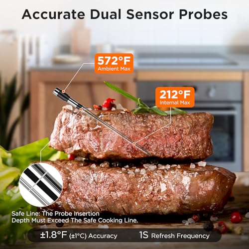 Newise Bluetooth Meat Thermometer with Smart APP, 800FT Wireless Range - size: 1 Probe