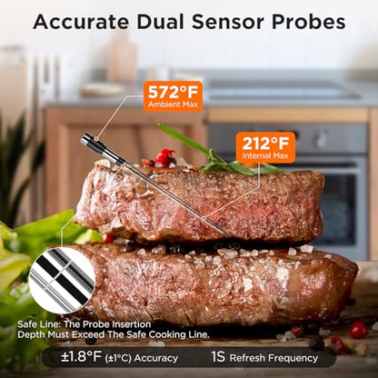 Newise Bluetooth Meat Thermometer with Smart APP, 800FT Wireless Range - size: 1 Probe