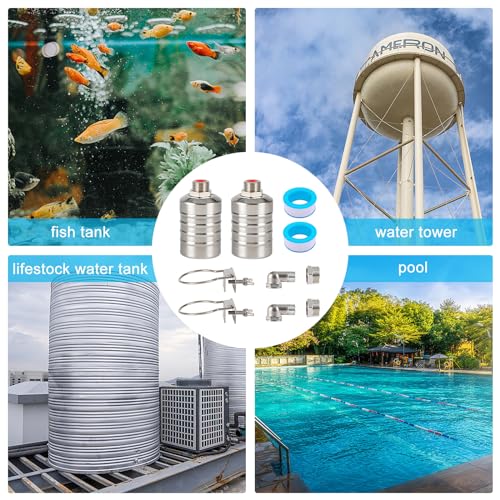 2 Pack 1/2"-3/4" Water Foat Vlave for Tanks, Pools, Livestock Troughs - size: 2 Pack