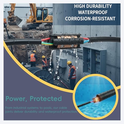 2Set Underground Wire Splice Kit for Direct-Buried UF Cable (14/3–8/3), Submersible, 600V, with Connectors & Heat-Shrink Tubing