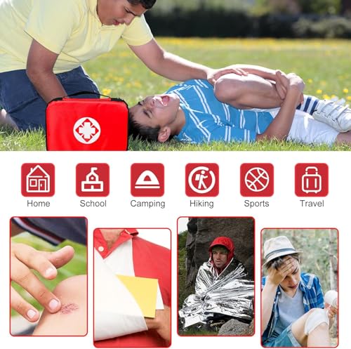 First Aid Kit 300PCS Car Home Camping Essentials Red 1st Aid | School Supplies,Dorm Room Essentials,Survival Kit,Emergency Kit,Outdoor Adventure,Office Hiking Portable - style: Red-300Pcs