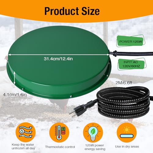Chicken Water Heater Base, 125W Freeze Protection for Poultry Drinkers - size: 1 PACK