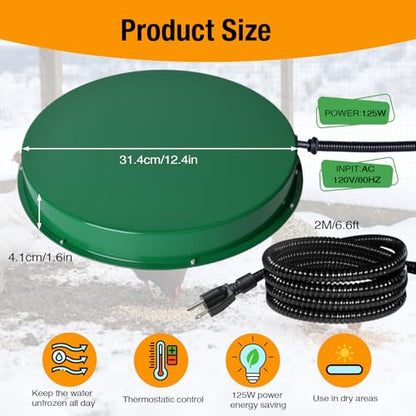 Chicken Water Heater Base 2 Pack, 125W Freeze Protection for Poultry - size: 2 PACK