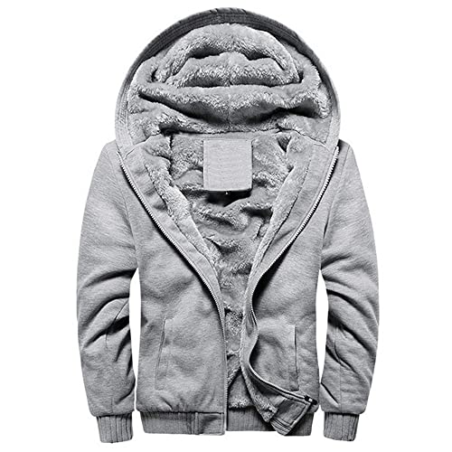 MANLUODANNI Men's Casual Hooed Hoodies Thick Wool Warm Winter Jacket Coats - color: W11gray, size: 4X-Large