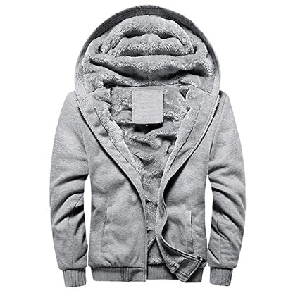 MANLUODANNI Men's Casual Hooed Hoodies Thick Wool Warm Winter Jacket Coats - color: W11gray, size: Large