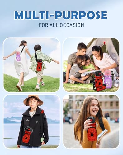 Miss Adola Water Bottle Carrier with Strap for Kids, 14-20 oz - color: Black Spider