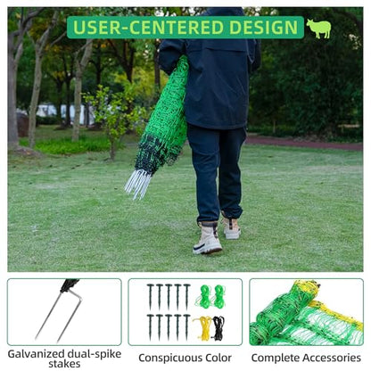 Electric Fence Netting, 42.5" H x 164' L, Portable Livestock Nets Mesh for Hog, Dogs, Deer, Goats, Larger Animals Electric Fencing for Backyards, Homesteaders, Farms, Ranches, Gardens - size: 42.5" H x 164' L Livestock
