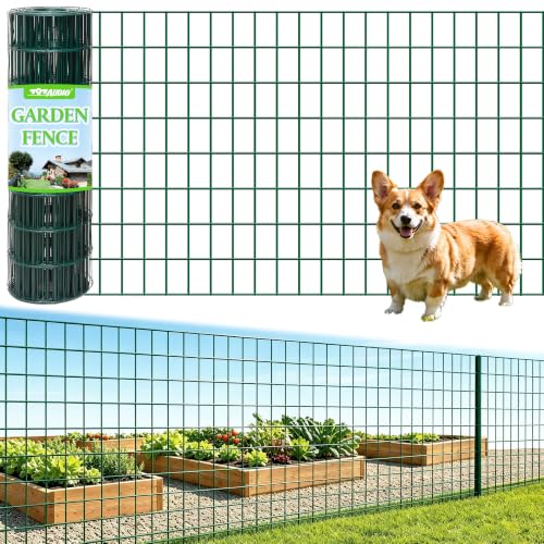 Green PVC Coated Welded Wire Fencing,2"x4" 14 Gauge,60inch H x 100ft L Garden Wire Fence Roll,2/3/4/5/6ft Tall x 50/100 ft Long Hardware Cloth Metal Mesh for Yard,Farm,Chicken,Dog,Vegetable Protection - color: Green, size: 2"x4" 60inx100ft