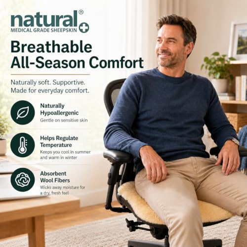 Natural Medical Sheepskin Pad, Non-Slip Back, Natural, 17 x 17 in, 4 Pack - color: Natural, size: 17x17 Inch (Pack of 4)