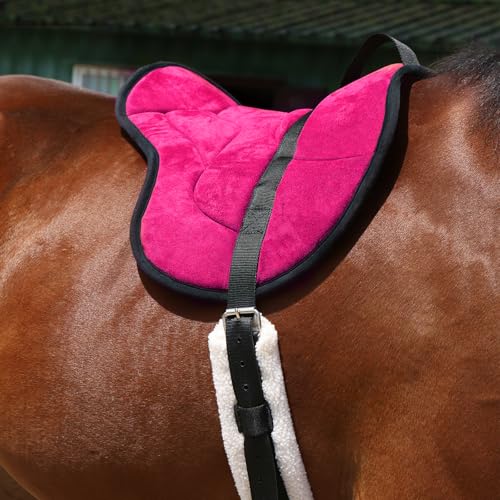 Harrison Howard Equestrian Saddle Pad Horse Riding Pad Bareback Pad with Girth - color: Rose Pink