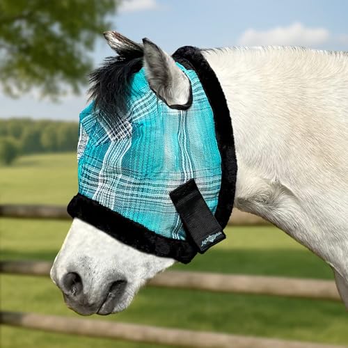Kensington Equine Miniature Fly Mask w/Fleece Trim Size: B-Large Color: 2021 - Atlantis - color: 2021 - Atlantis, size: B-Large