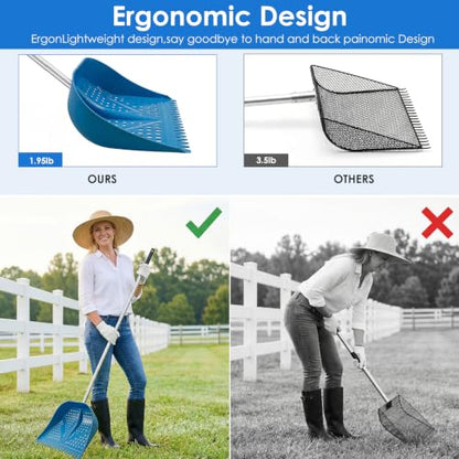 Thiswing Chicken Poop Scooper & Rake 2-in-1, Blue - color: Blue
