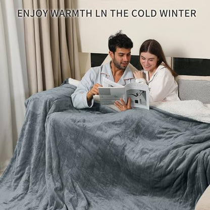 Electric Blanket Queen Size, Soft Cozy Flannel Sherpa Queen Heated Blanket Dual Control with 5 Heating Levels & 10 Hours Auto Off, Fast Heating, Machine Washable Heating Blanket, 84" x 90", Gray - color: Gray, size: Queen-84"x90"