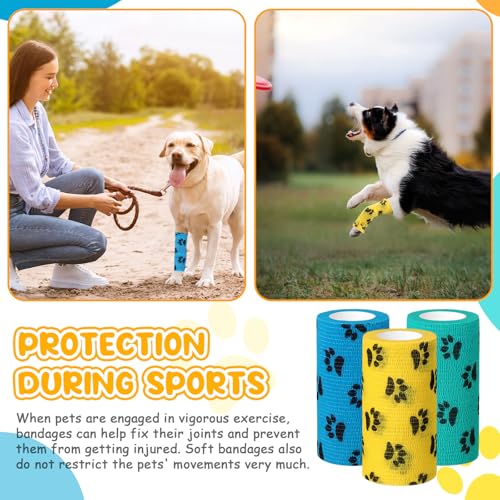 Geiserailie 3 Pack Vet Wrap for Dogs Bitter Bandage Wrap,Green Yellow Blue | No Chew Vet Wrap for Dogs Pets Animals Wounds to Prevent Chewing, Ankle Sprains and Swelling - color: Green Yellow Blue