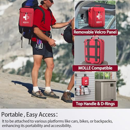 Upgrade - Comprehensive First Aid Kit with Labelled Compartments, Molle System Emergency Kits for Car,Home,Hiking, Backpacking, Camping, Traveling, and Cycling - size: Large Kit