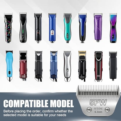 BILLAR® 5FW Dog Grooming Wide Blade,Detachable Pet Dog Grooming Blades,Compatible with Andis,Oster A5,Wahl km10 Clippers.Cutting Length 1/4 in(6.3mm) - size: 5FW
