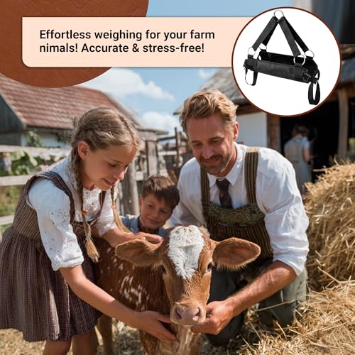 Calf Sling for Weighing 30"x25" up to 400 LB - Heavy-Duty 1800D Livestock Weighing Sling for Newborn Calf, Lamb, Goat, Alpaca, Pig, Dog - Hoof Trimming, Hanging Scale & Recovery Support (Large)