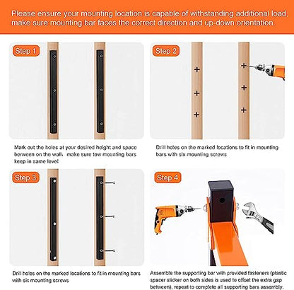 Ultrawall Wall Mount Wood Organizer and Lumber Storage Rack with 3-Level | Garage Metal Wood Storage Rack for Indoor & Outdoor Use, Orange 3 Pack - style: Casual
