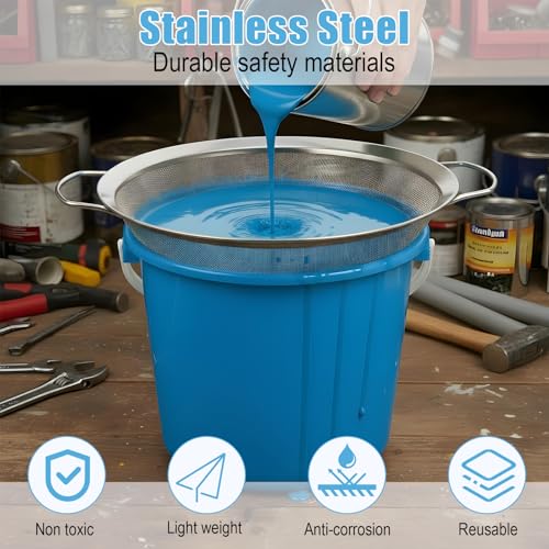 4pcs Paint Strainer Stainless Steel 60 Mesh Extra fine mesh Strainer strainers Fines meshs Large fine meshs strainers Fits 5 Gallon Paint Bucket Filter Tool Insert