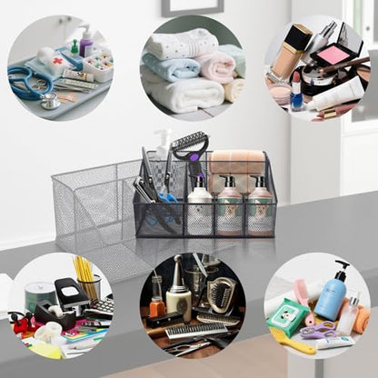 Universal Pet Grooming Supplies Organizer, Dog Storage Organizer for Grooming Supplies, 6-Compartment Mesh wire Dog Stuff Storage Organizer for Dogs Cat Grooming Blanket,Shampoo,Trimmer,Clipper,Brush