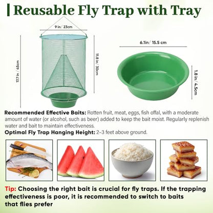 6 Pack Spotted Lanternfly Fly Traps Waterproof Ranch Fly Traps Bags Outdoor Hanging Reusable Flies Catcher with Bait Tray Effective Way to Catch Lantern Flies and Nymphs for Family Farm Garden Barn