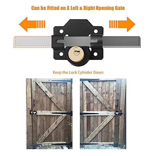 Barn Door Lock, Fence Gate Lock, Double Sided Gate Latch, Gate Lock for Wodden Garage Door, Supplied with 5 Keys, Work with 2.75" Wooden Vinyl Metal Gate, for Right & Left Door - size: 2.75 inches
