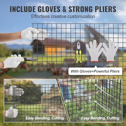 VEVOR Hardware Cloth, 36'' x 100' 1/2inch Galvanized Wire Mesh Roll, 19 Gauge Chicken Wire Fencing Roll, Vinyl Coating Metal Wire Mesh for Chicken Coop Barrier, Rabbit Snake Fences, Poultry Enclosures - size: 1/2inch 36'' x 100'