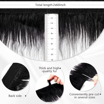 Tatuo 2 X 60 Inch Black Fake Fur Fabric for Crafts Sewing DIY - color: Black, size: 2 x 60 Inch