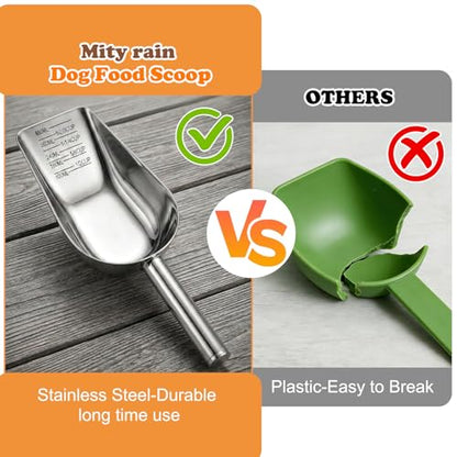 Dog Food Scoop Stainless Steel with Long Handle, Precise Measuring Cups - size: 2CUP
