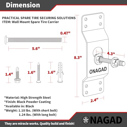 Wall Mount Spare Tire Holder Mount, Upgraded Spare Wheel Mounting Carrier - size: 1 Pack