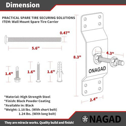 Wall Mount Spare Tire Holder Mount, Upgraded Spare Wheel Mounting Carrier - size: 1 Pack