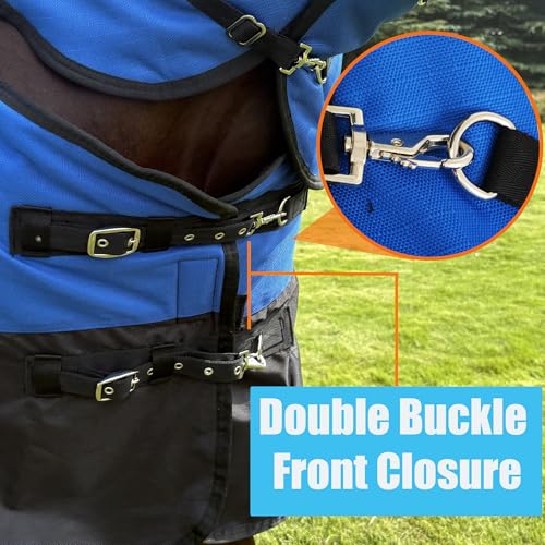 Horse Turnout Blanket, with NeckCover & Belly Wrap,Waterproof, 300g Filling - size: US78 in(EU 145 cm)