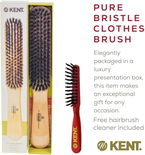 Kent CG1 Clothes Brush Cherrywood 100% Natural Black Bristle and Lint Remover Especially for Jeans or Corduroy Garments for Keeping Fabrics Free from Fibres, Fluff and Pet Hair. Made in England - style: CG1