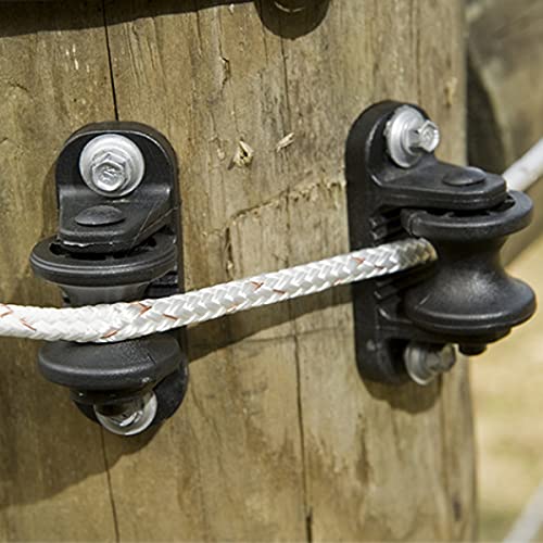 QMARK 40 Pack Electric Fence Wood Post Roller Insulators, Corner Insulators Black