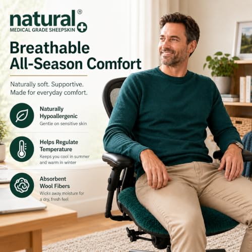Natural Medical Sheepskin Pad, Non-Slip Back, Emerald, 17 x 17 in, 4 Pack - color: Emerald, size: 17x17 Inch (Pack of 4)