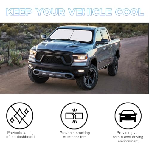 Ziciner 2 PCS Car Windshield Sun Shade, Auto Sun Heat and UV Rays Blocker, 33"×36" Foldable Automotive Front Window Sunshade Protector, Universal Vehicle Interior Accessories (Silver-L) - color: Silver-L (33×36 inches)