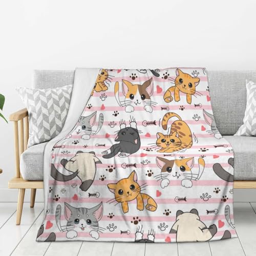 Cute Cat Throw Blanket Fuzzy Soft Cozy Cute Cat Blankets Soft Throws Warm Lightweight Plush Fleece Throw Blanket for Kids Men Women Gift Bed Couch Sofa 60"x50" - color: Cat, size: 60"x50"